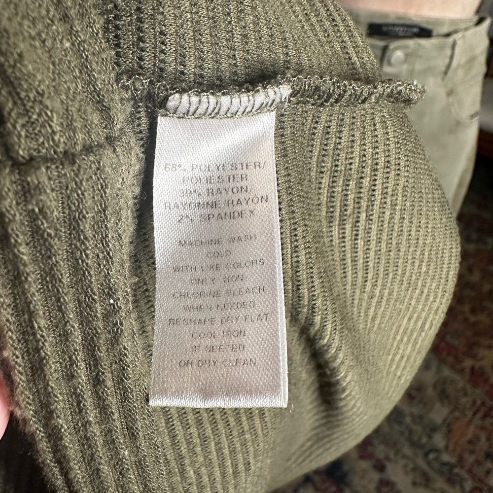 Loft Green Horizontal Ribbed Tank Top with Front Tie - Picture 8 of 9